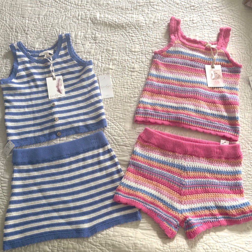 Jessica Simpson Girls 2-Piece Outfit Bundle NWT Knit Set Cotton Size 5 Beach